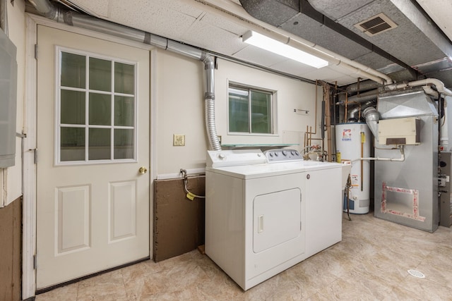 118 S Clarendon Ave, Addison, IL 60101 - laundry room with water heater, washer and dryer, and heating unit
