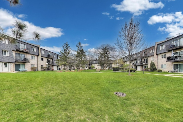 surrounding community with a yard and a residential view