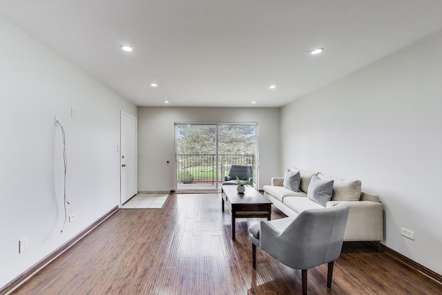 living area featuring recessed lighting and wood finished floors