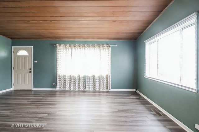 226 Shabbona Dr, Park Forest, IL 60466 - interior space with visible vents, baseboards, wooden ceiling, and wood finished floors
