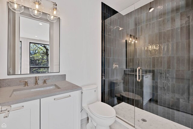 1646 N Orchard St Unit 3S, Chicago, IL 60614 - bathroom featuring toilet, a shower stall, and vanity