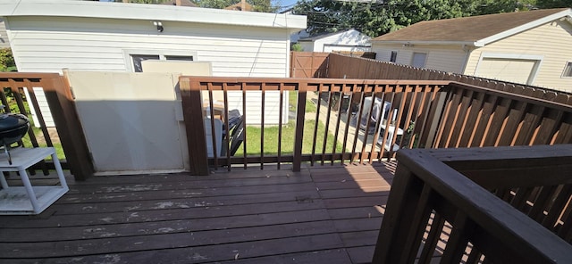 8605 S Dorchester Ave, Chicago, IL 60619 - wooden deck with fence and an outbuilding