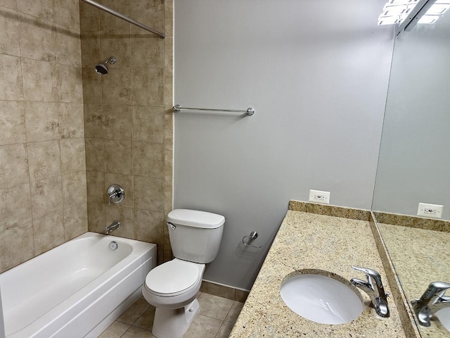 474 N Lake Shore Dr Unit 6102, Chicago, IL 60611 - bathroom featuring vanity, tile patterned flooring, toilet, shower / bath combination, and baseboards