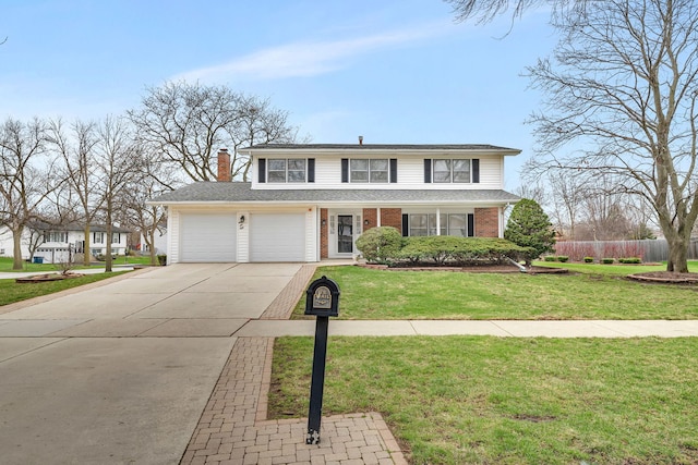 6650 Powell St, Downers Grove, IL 60516 - traditional-style house with concrete driveway, a front yard, fence, and brick siding