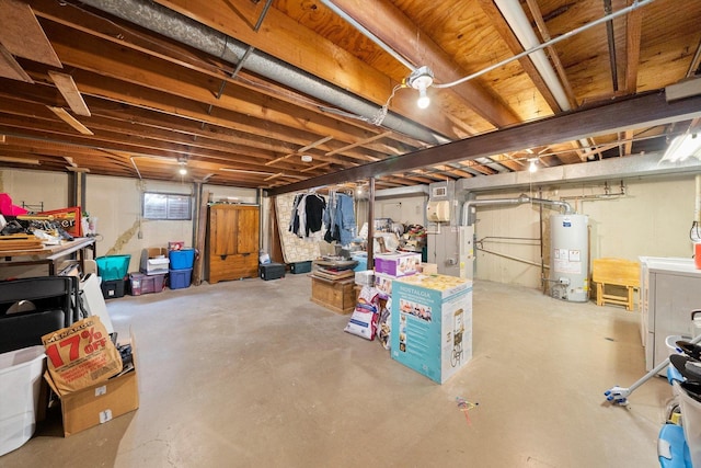 609 Chippewa Ln, Darien, IL 60561 - unfinished basement with gas water heater and washing machine and dryer