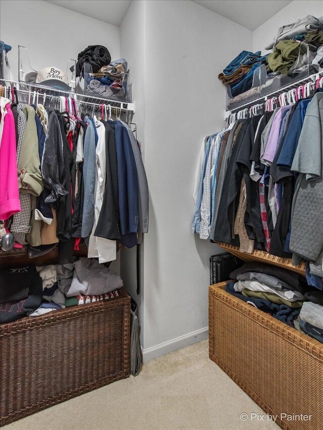 spacious closet with carpet flooring