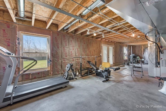 workout room with heating unit