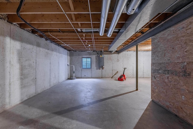 basement with electric panel