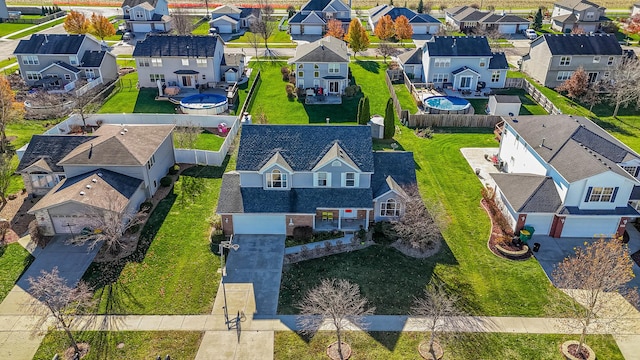 drone / aerial view with a residential view
