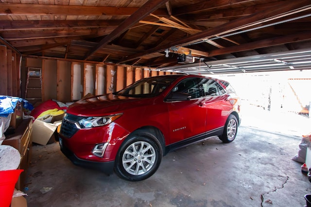garage with a garage door opener