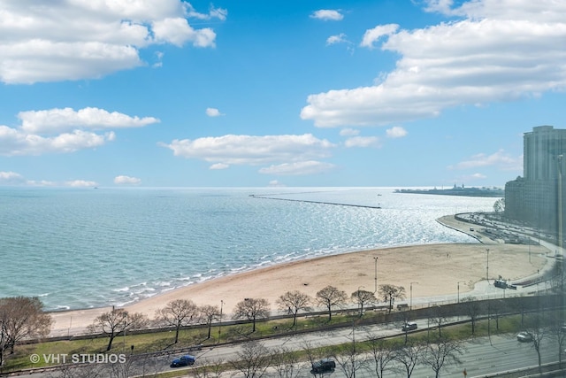 property view of water with a beach view