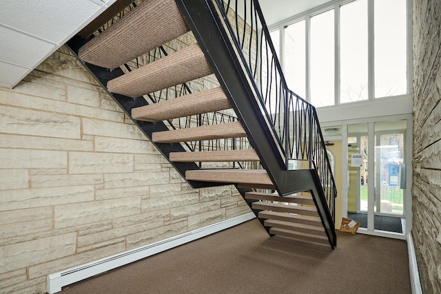212A Collen Dr Unit 104, Lombard, IL 60148 - stairway featuring a baseboard radiator and carpet flooring