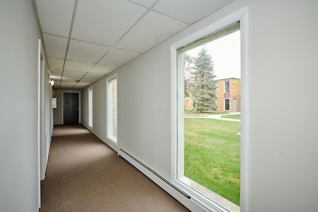 212A Collen Dr Unit 104, Lombard, IL 60148 - hall featuring a baseboard radiator, a drop ceiling, and carpet