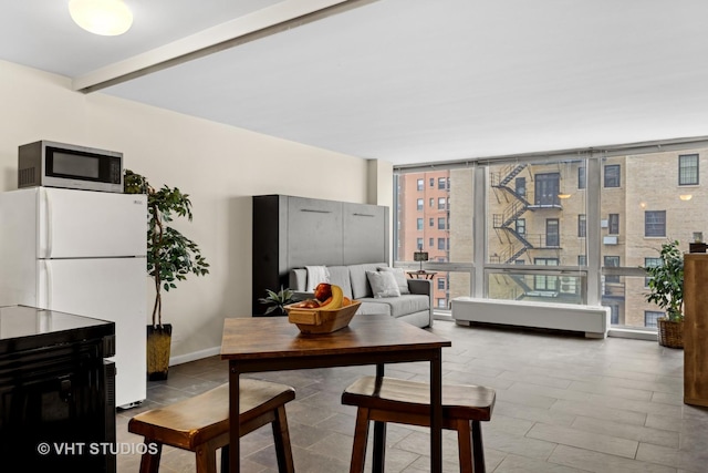 2400 N Lakeview Ave Unit 901, Chicago, IL 60614 - living room with beamed ceiling, floor to ceiling windows, and baseboards