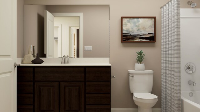 367 W Point Cir, Algonquin, IL 60102 - full bath with toilet, vanity, baseboards, and shower / bath combo with shower curtain