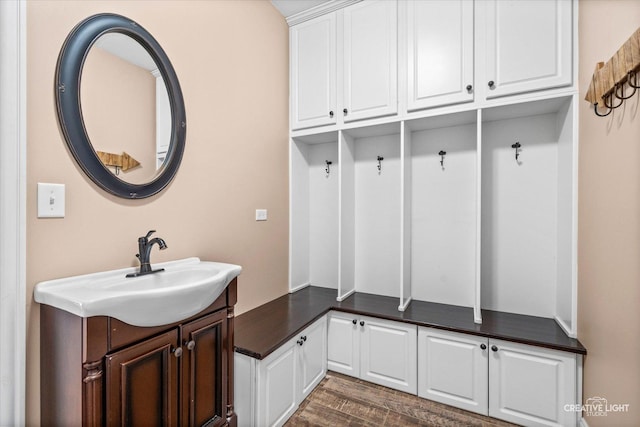 16432 S Harmon Ln, Plainfield, IL 60586 - mudroom featuring a sink and dark wood-style floors