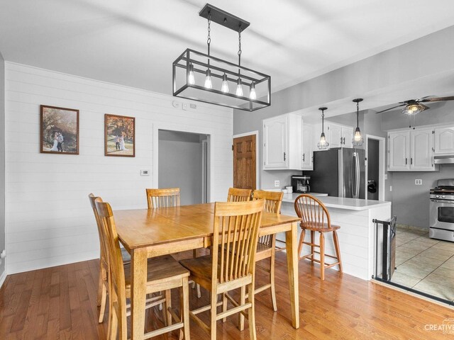 445 S Depot St, Somonauk, IL 60552 - dining area with light wood finished floors and a ceiling fan