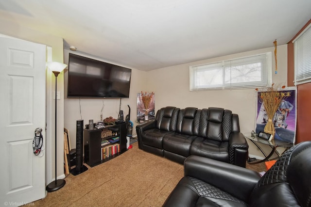 view of carpeted living area