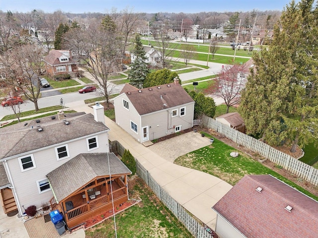 bird's eye view with a residential view