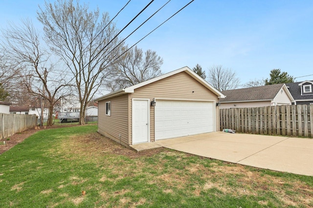 detached garage with fence