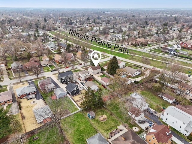 bird's eye view featuring a residential view