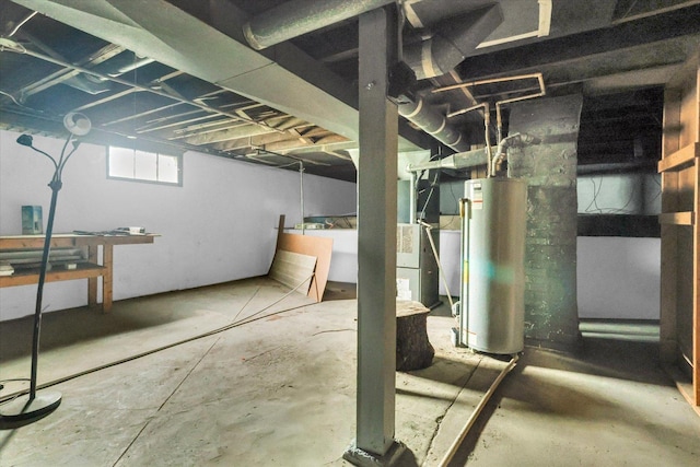 below grade area featuring gas water heater