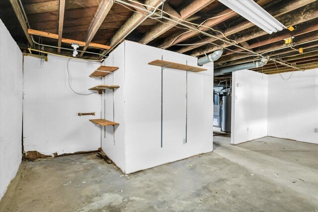 unfinished below grade area with gas water heater