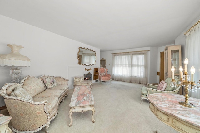 view of carpeted living area