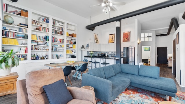 1760 W Wrightwood Ave Unit 305, Chicago, IL 60614 - living room featuring a ceiling fan and wood finished floors