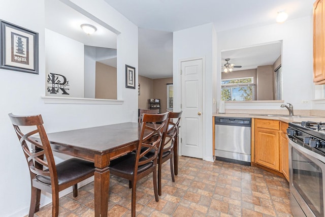 88 Keeneland Ct, Grayslake, IL 60030 - dining room featuring stone finish floors and ceiling fan