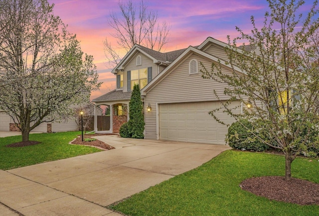 3410 Waterville Ct, Champaign, IL 61822 - traditional-style home with concrete driveway, brick siding, a front yard, and a garage