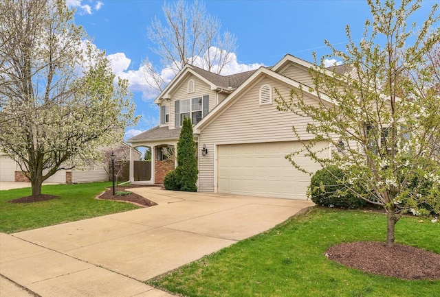 3410 Waterville Ct, Champaign, IL 61822 - traditional-style house with an attached garage, driveway, brick siding, and a front yard