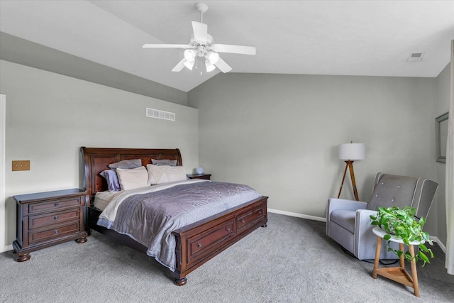 3410 Waterville Ct, Champaign, IL 61822 - bedroom featuring lofted ceiling, baseboards, visible vents, and carpet flooring