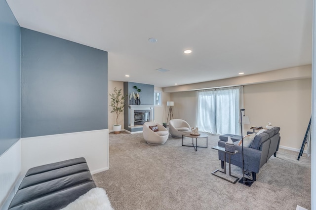 16112 Turner Ave, Markham, IL 60428 - carpeted living room featuring a glass covered fireplace, recessed lighting, and baseboards