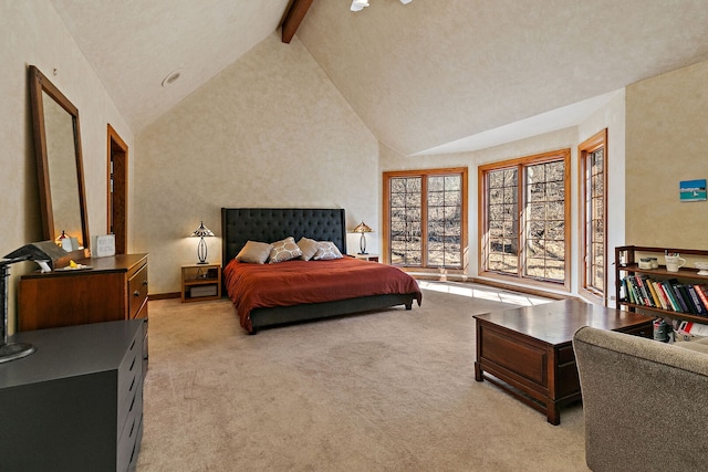 4001 Wyndwood Dr, Crystal Lake, IL 60014 - bedroom featuring light colored carpet and lofted ceiling with beams