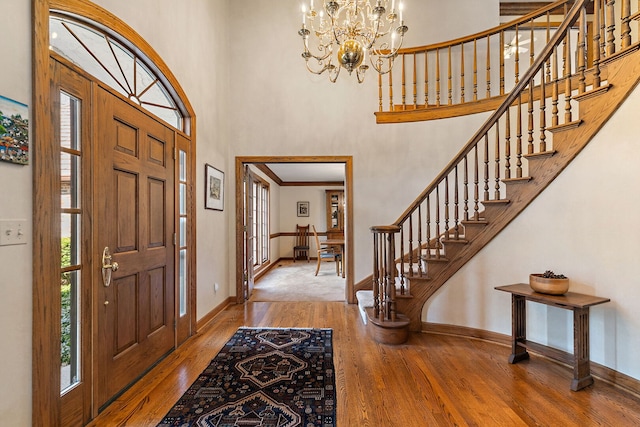 4001 Wyndwood Dr, Crystal Lake, IL 60014 - foyer with baseboards, stairway, hardwood / wood-style floors, and a healthy amount of sunlight