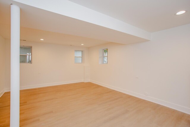 3621 N Richmond St, Chicago, IL 60618 - basement with baseboards, light wood-type flooring, and recessed lighting