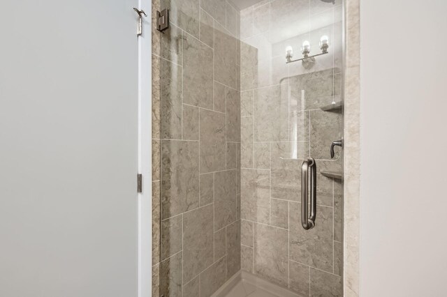 bathroom with a stall shower