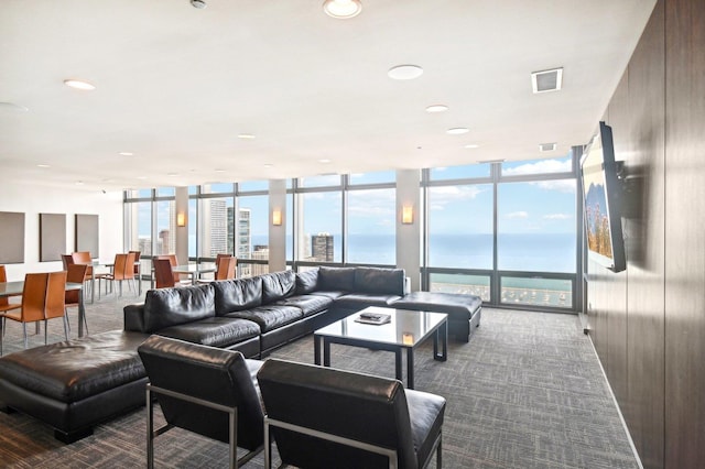 65 E Monroe St Unit 4521, Chicago, IL 60603 - living area with carpet flooring, floor to ceiling windows, and plenty of natural light