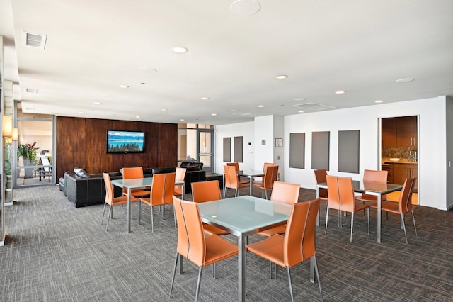 65 E Monroe St Unit 4521, Chicago, IL 60603 - dining room with carpet flooring, visible vents, and recessed lighting