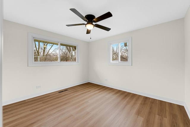 spare room with visible vents, baseboards, and a healthy amount of sunlight