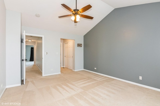 305 Fairmont Ct Unit 305, Saint Charles, IL 60175 - unfurnished bedroom featuring vaulted ceiling, light colored carpet, and a ceiling fan