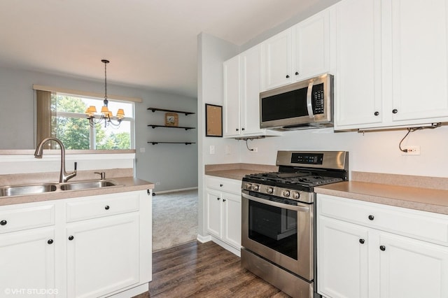 305 Fairmont Ct Unit 305, Saint Charles, IL 60175 - kitchen featuring appliances with stainless steel finishes, a chandelier, and white cabinetry