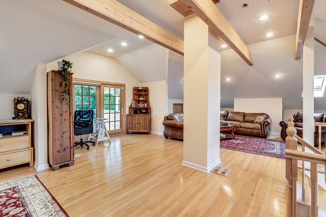 2609 Eisenhower Dr, Des Plaines, IL 60018 - living area featuring an office area, light wood-style floors, and recessed lighting