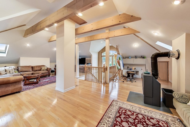 2609 Eisenhower Dr, Des Plaines, IL 60018 - living area featuring light wood-style floors, a skylight, and a desk
