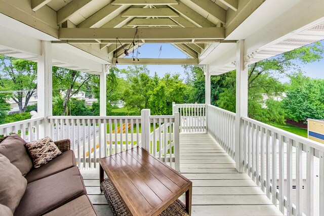 2609 Eisenhower Dr, Des Plaines, IL 60018 - deck with view of wooded area