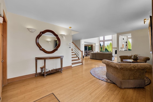 8209 N Oleander Ave, Niles, IL 60714 - living area with wood-type flooring and stairs