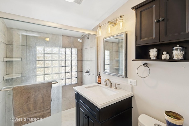 137 S Hickory St, Palatine, IL 60067 - bathroom featuring toilet, vanity, and a tile shower