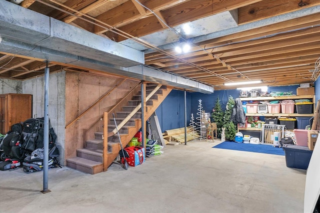 unfinished below grade area with stairway