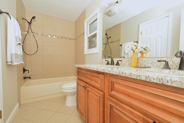 241 Butte View Dr N, Bolingbrook, IL 60490 - bathroom with double vanity, a sink, tile patterned flooring, and shower / bathing tub combination